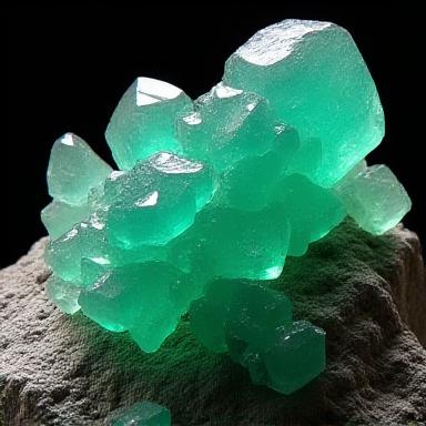 Emerald green Dioptase on matrix